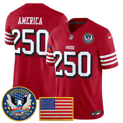 Men's San Francisco 49ers "United States 250th Anniversary Patch" Vapor Limited Jersey - All Stitched