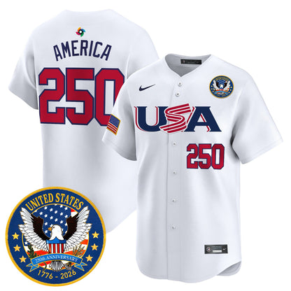 Men's Team USA World Baseball Classic United States 250th Anniversary Patch Vapor Premier Jersey - 2026 Roster - All Stitched