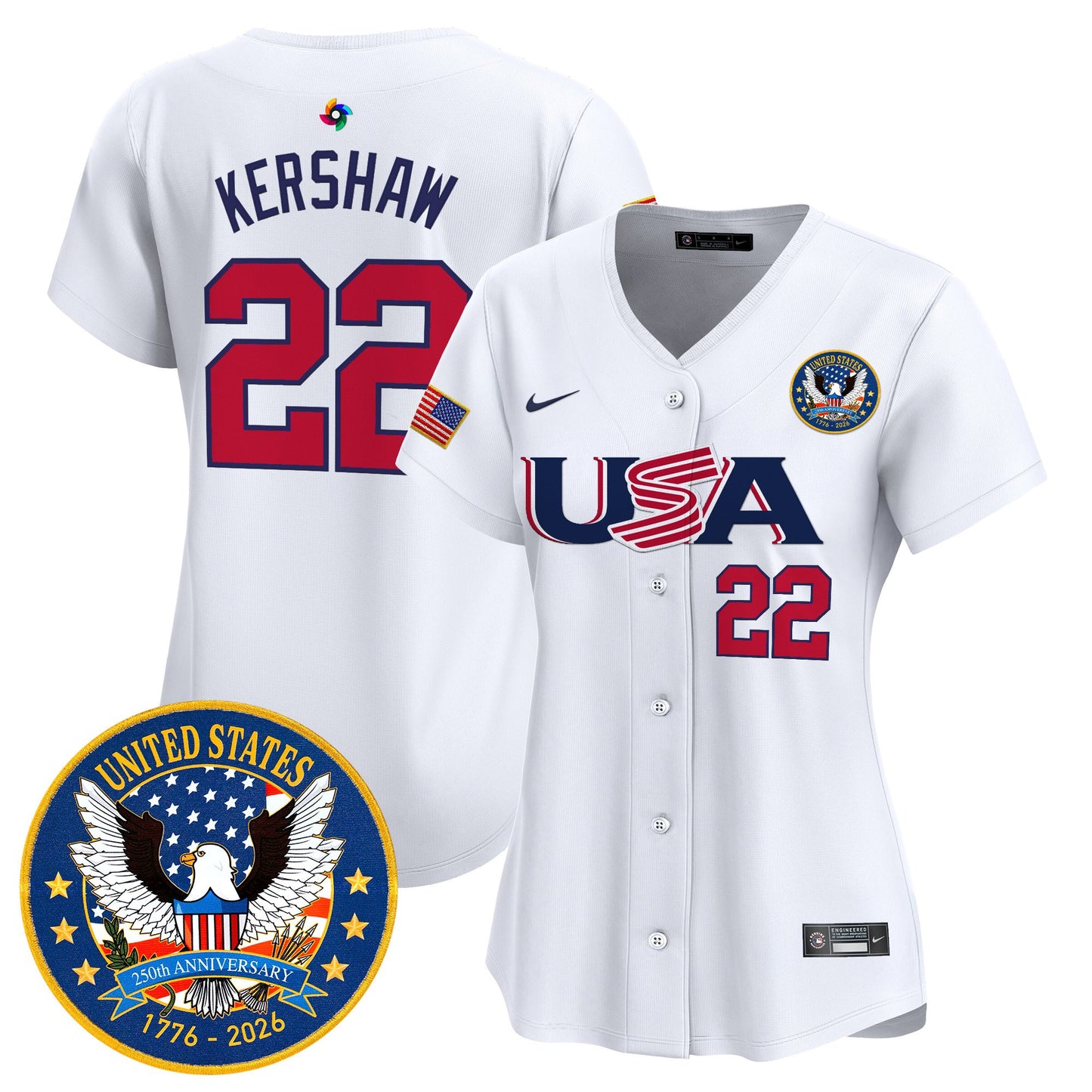 Women's Team USA World Baseball Classic United States 250th Anniversary Patch Vapor Premier Jersey - 2026 Roster - All Stitched