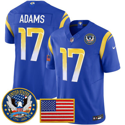 Men's Los Angeles Rams 2025 "United States 250th Anniversary Patch" Vapor Limited Jersey - All Stitched