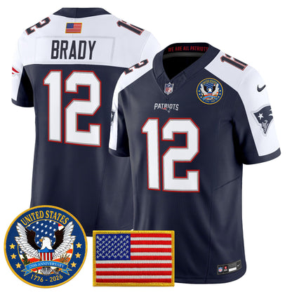 Men's New England Patriots "United States 250th Anniversary Patch" Vapor Limited Jersey - All Stitched