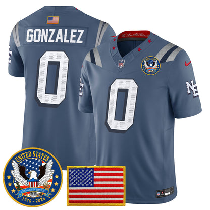 Men's New England Patriots "United States 250th Anniversary Patch" Vapor Limited Jersey - All Stitched