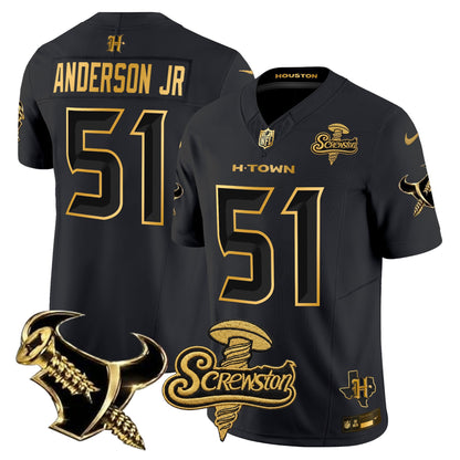 Houston Texans DJ Screw Gold Vapor Limited Jersey - Stitched
