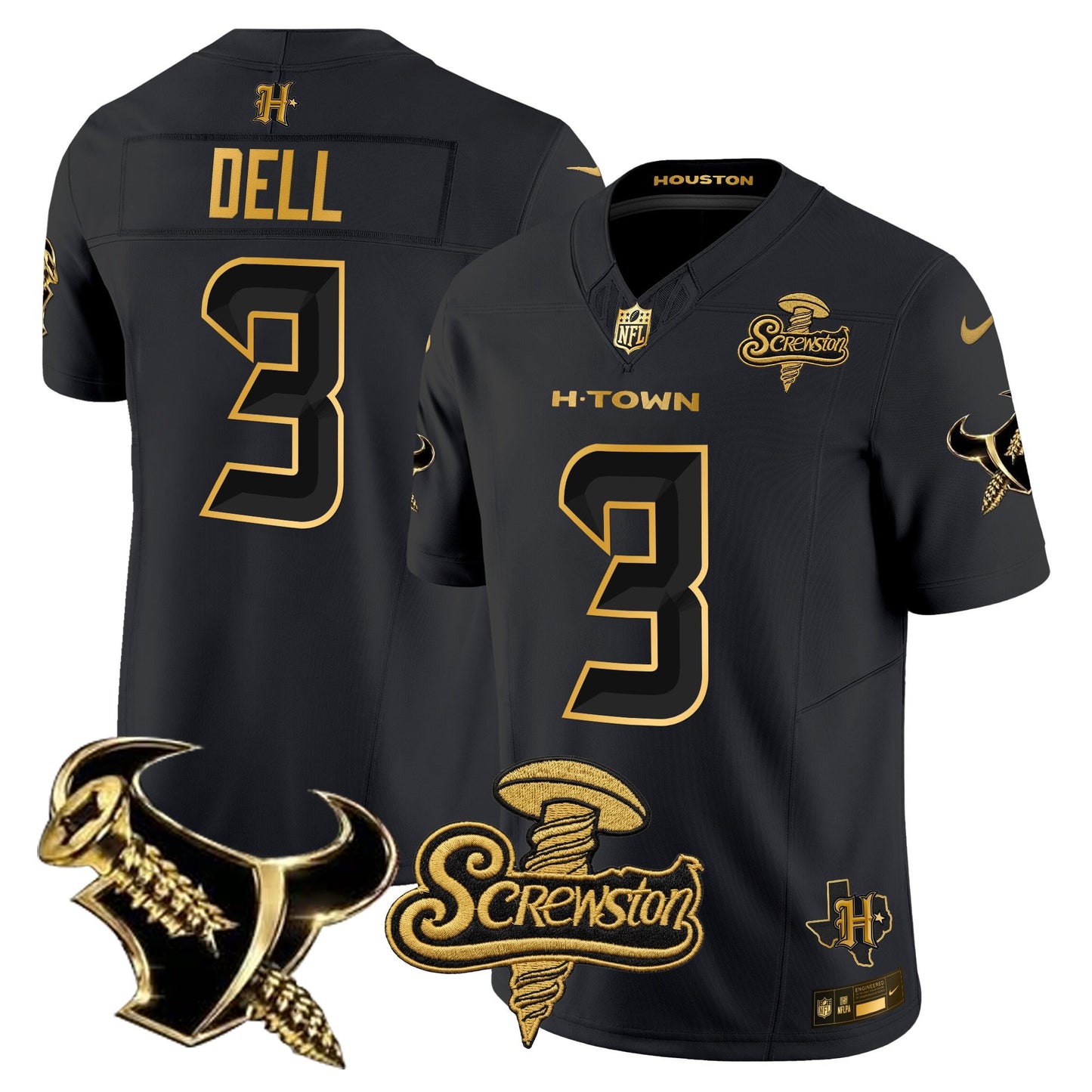Houston Texans DJ Screw Gold Vapor Limited Jersey - Stitched
