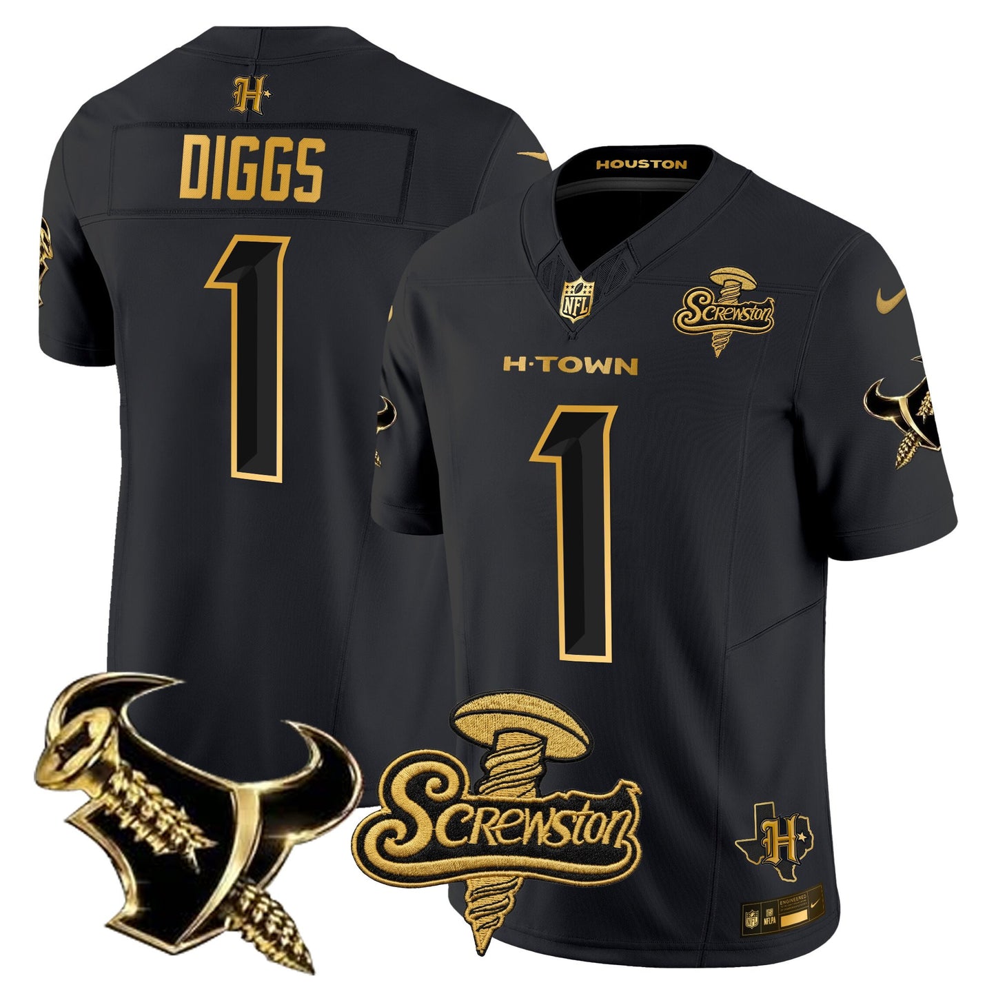 Houston Texans DJ Screw Gold Vapor Limited Jersey - Stitched