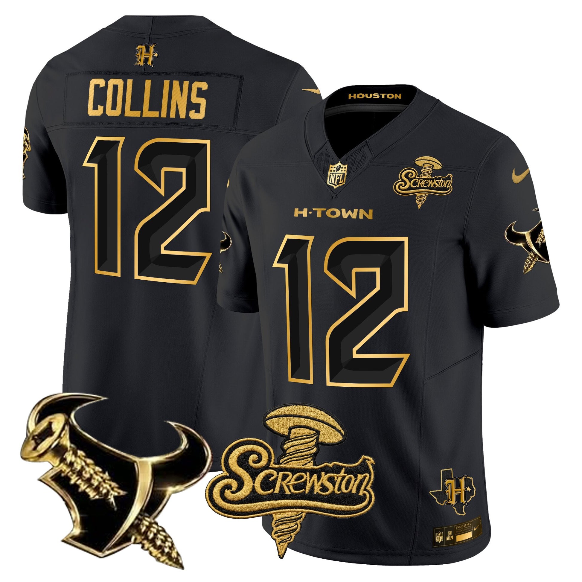 Houston Texans DJ Screw Gold Vapor Limited Jersey - Stitched