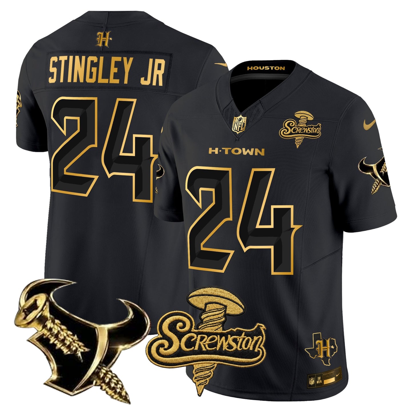 Houston Texans DJ Screw Gold Vapor Limited Jersey - Stitched