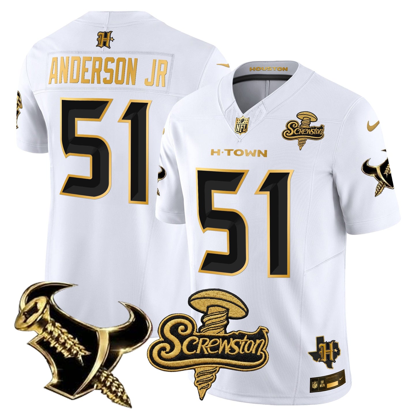 Houston Texans DJ Screw Gold Vapor Limited Jersey - Stitched