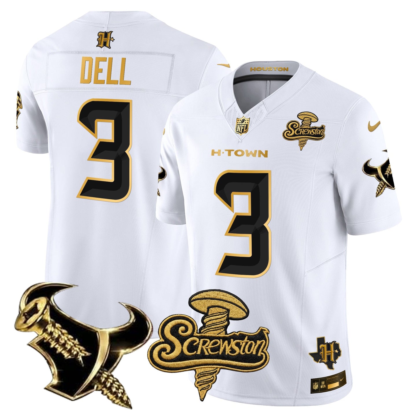 Houston Texans DJ Screw Gold Vapor Limited Jersey - Stitched