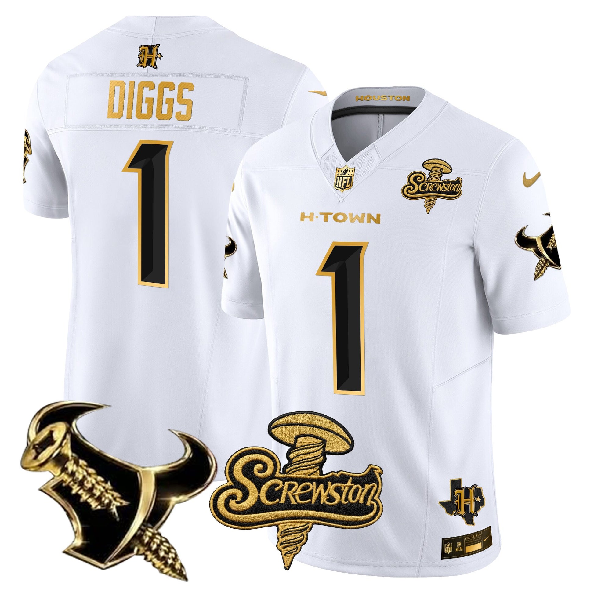 Houston Texans DJ Screw Gold Vapor Limited Jersey - Stitched