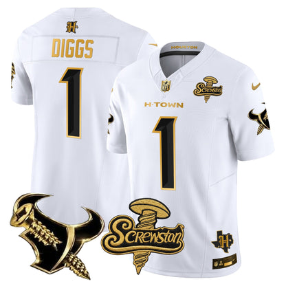 Houston Texans DJ Screw Gold Vapor Limited Jersey - Stitched