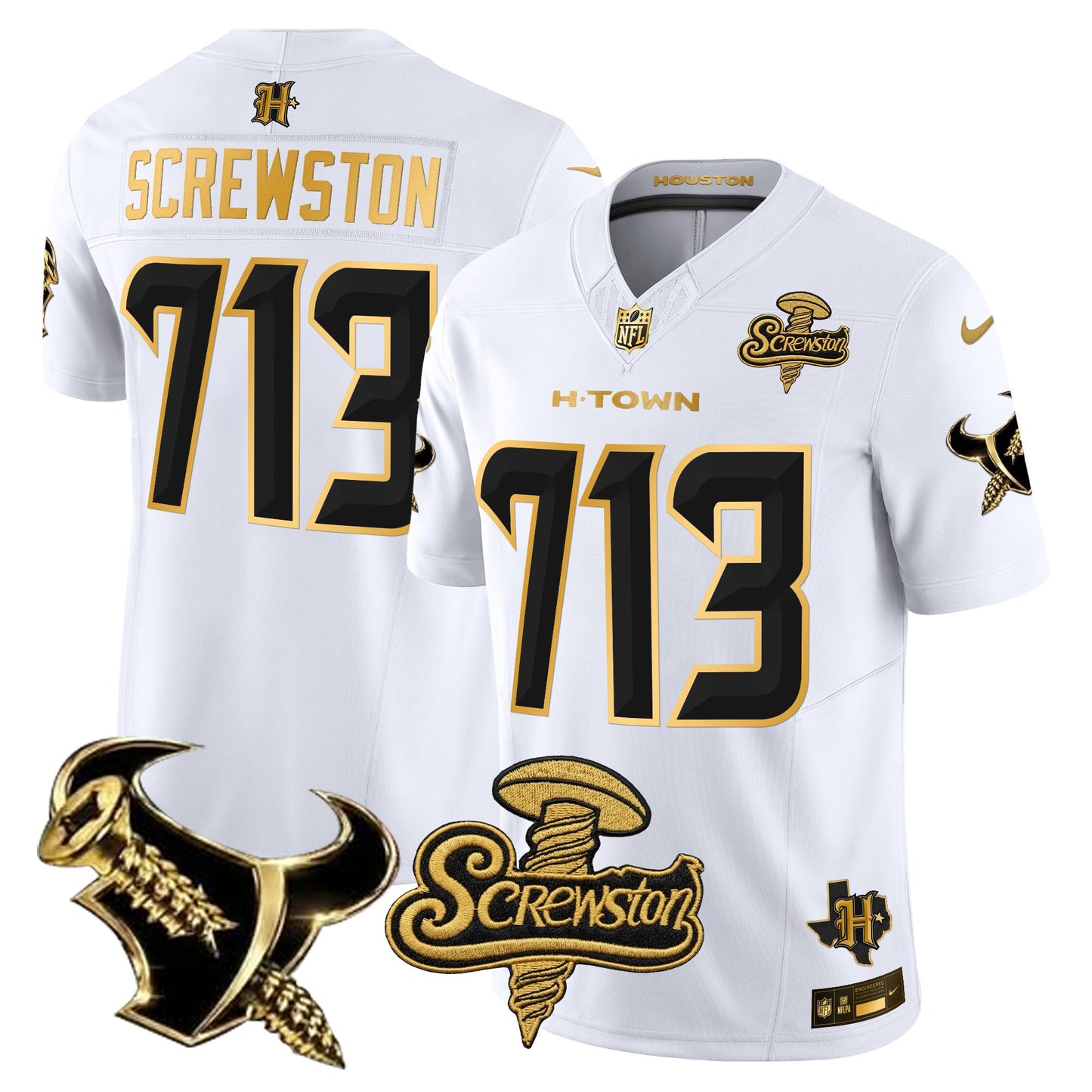 Houston Texans DJ Screw Gold Vapor Limited Jersey - Stitched