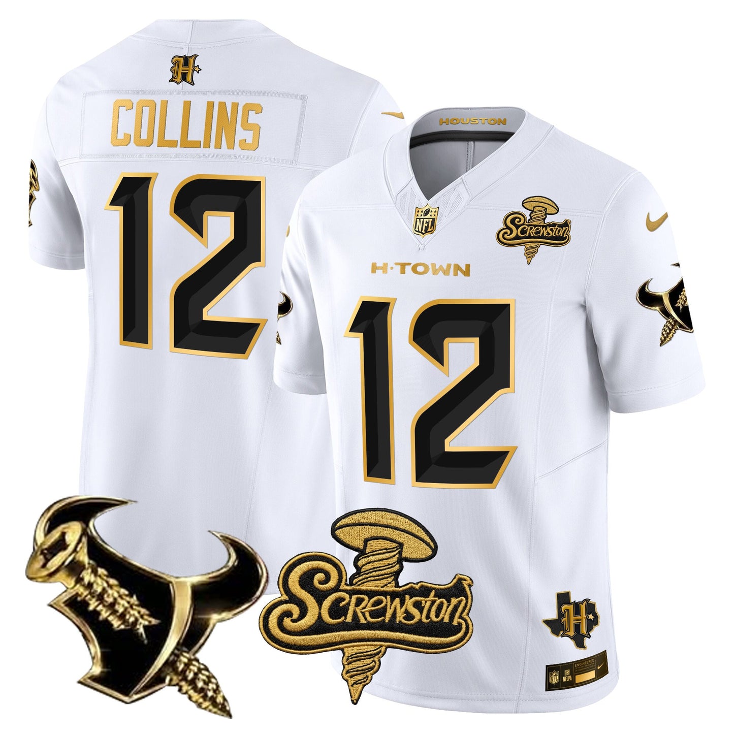 Houston Texans DJ Screw Gold Vapor Limited Jersey - Stitched