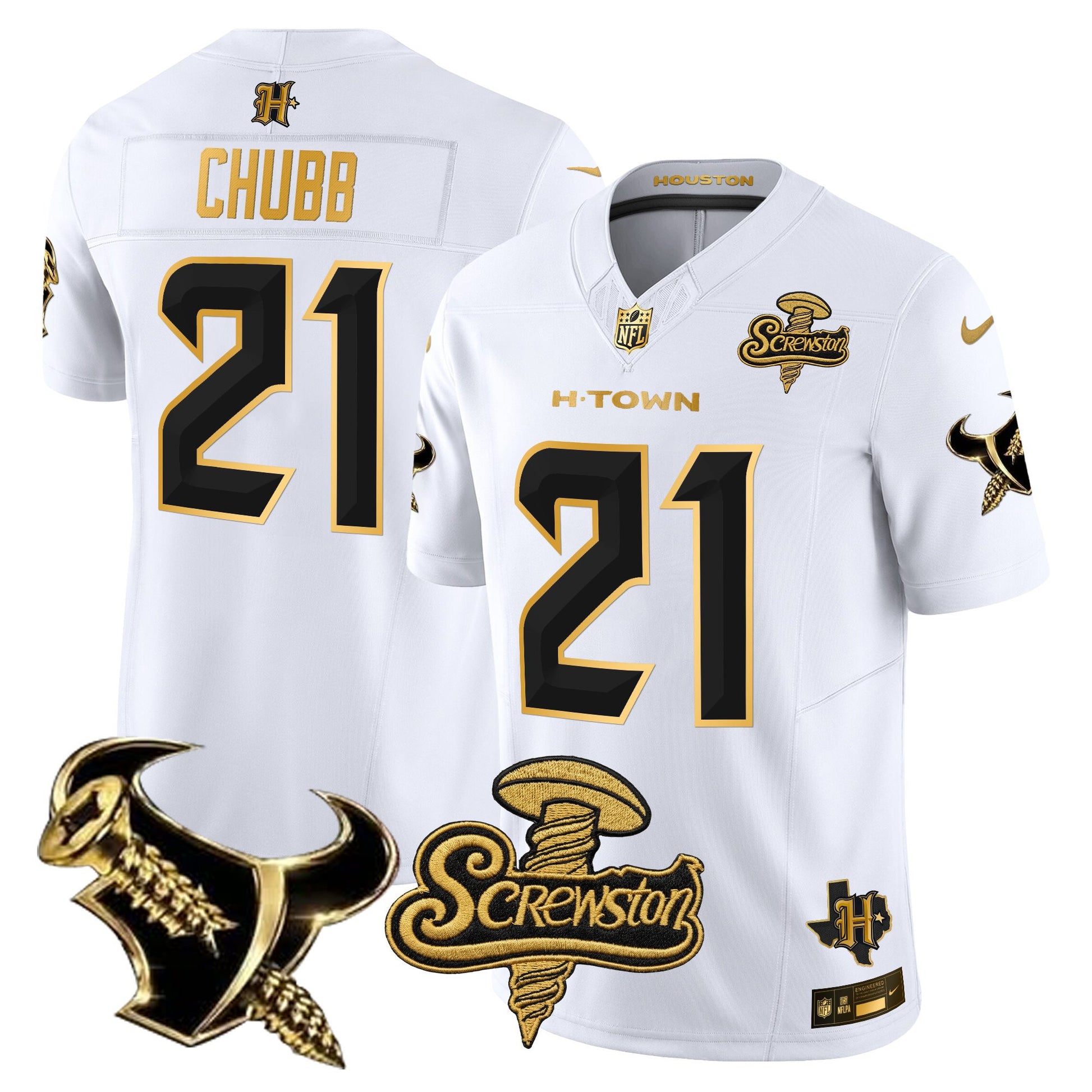 Houston Texans DJ Screw Gold Vapor Limited Jersey - Stitched