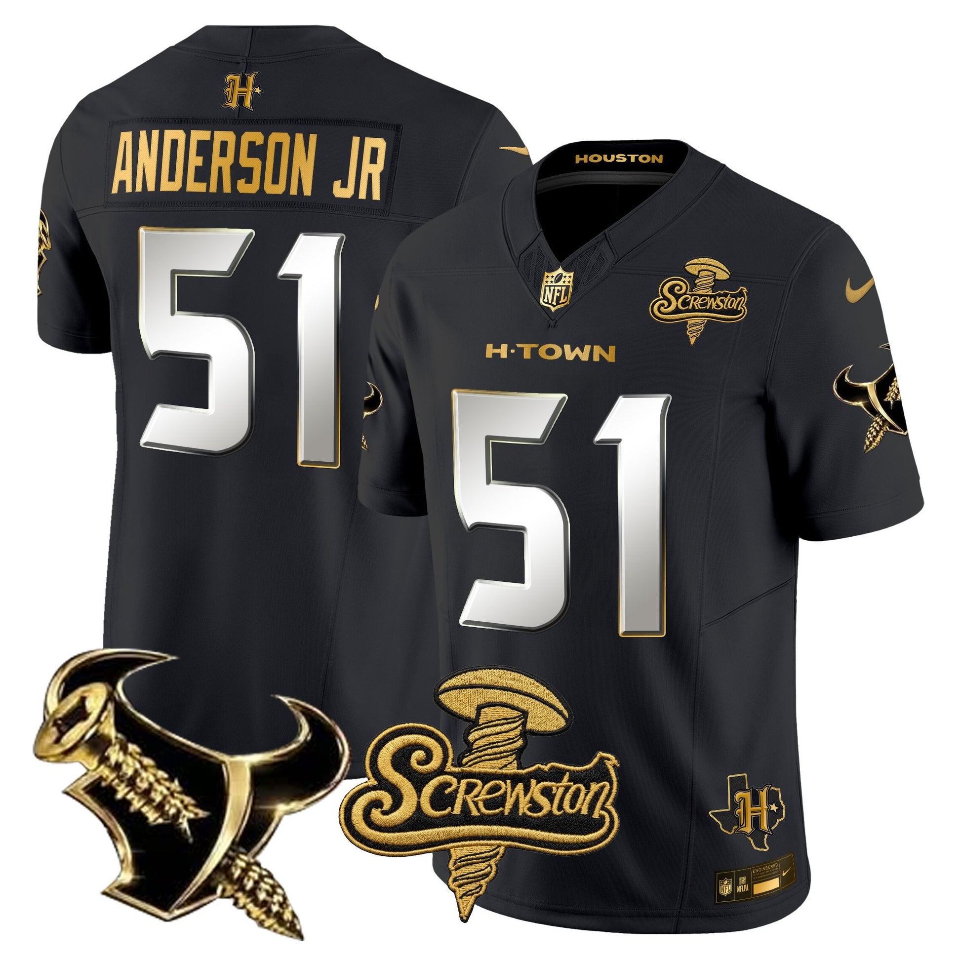 Houston Texans DJ Screw Gold Vapor Limited Jersey - Stitched