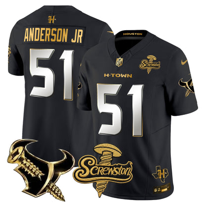 Houston Texans DJ Screw Gold Vapor Limited Jersey - Stitched
