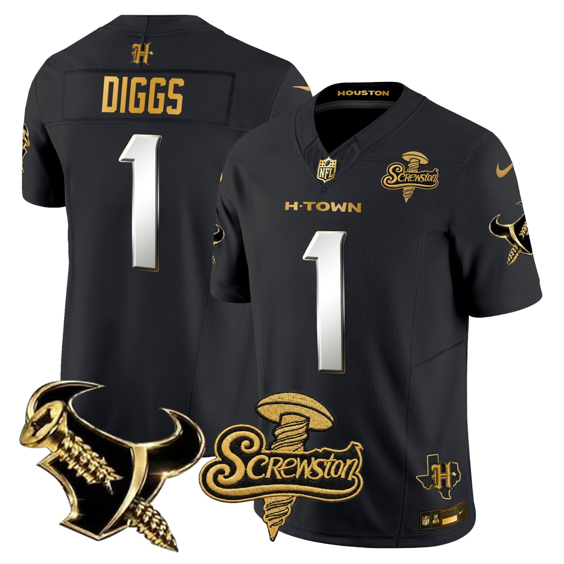 Houston Texans DJ Screw Gold Vapor Limited Jersey - Stitched
