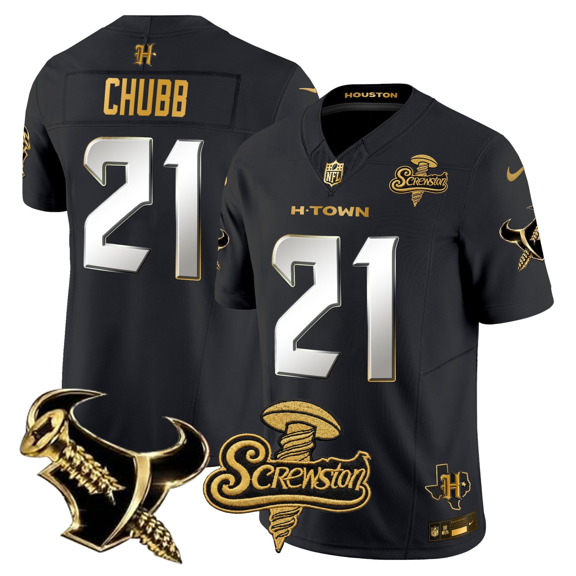 Houston Texans DJ Screw Gold Vapor Limited Jersey - Stitched