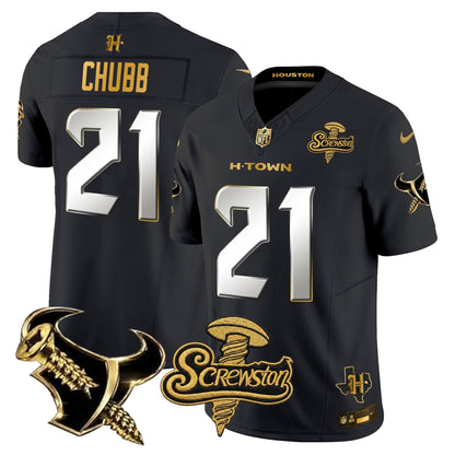 Houston Texans DJ Screw Gold Vapor Limited Jersey - Stitched