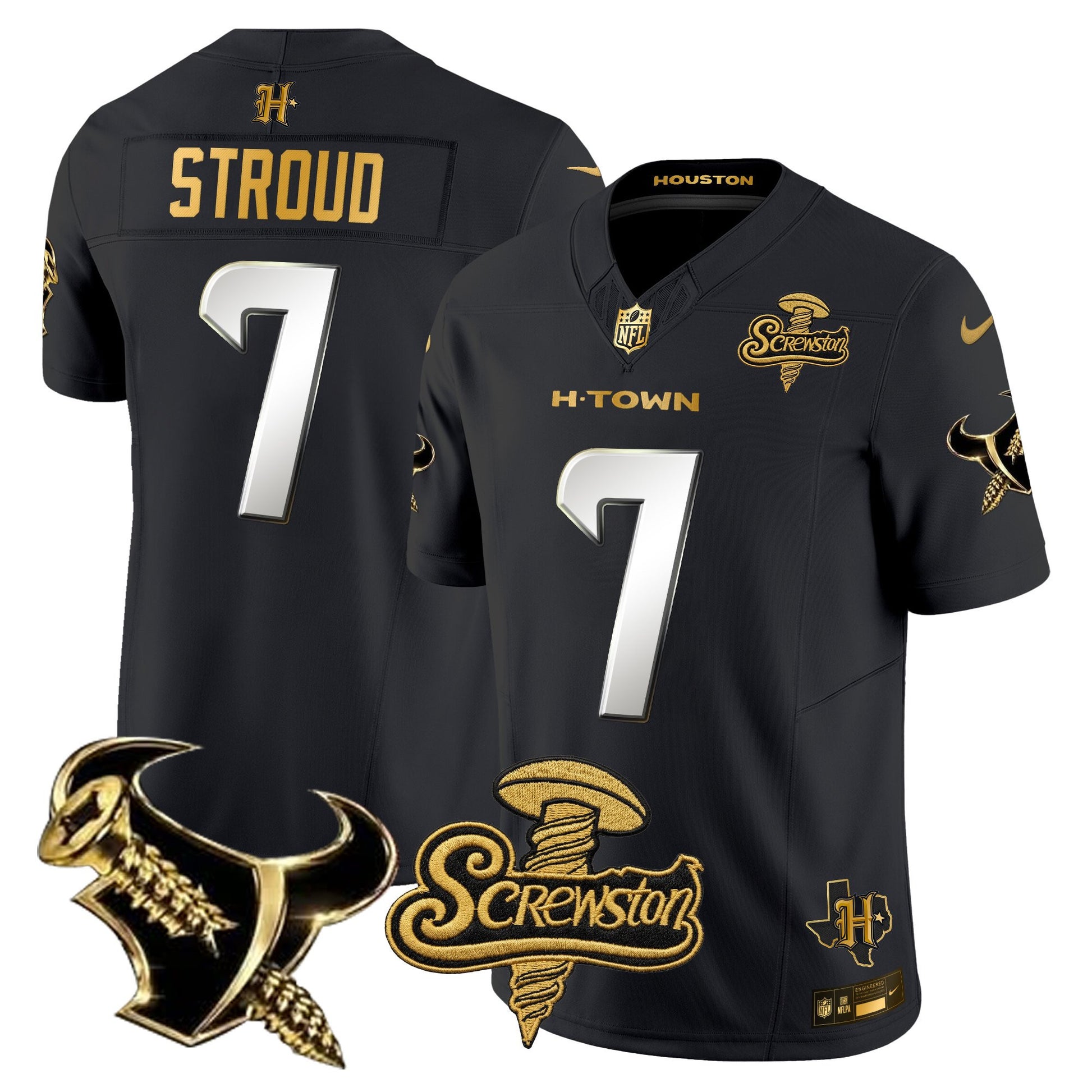 Houston Texans DJ Screw Gold Vapor Limited Jersey - Stitched