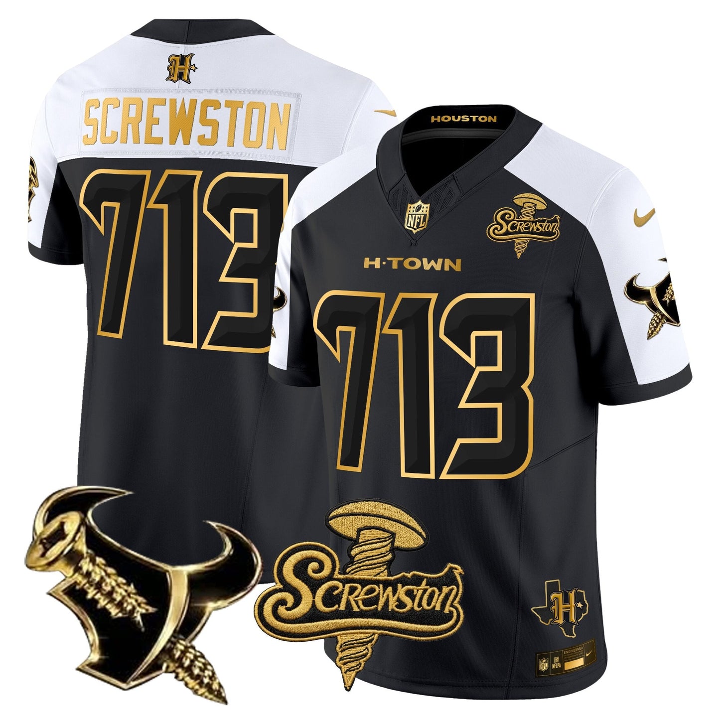 Houston Texans DJ Screw Gold Vapor Limited Jersey - Stitched