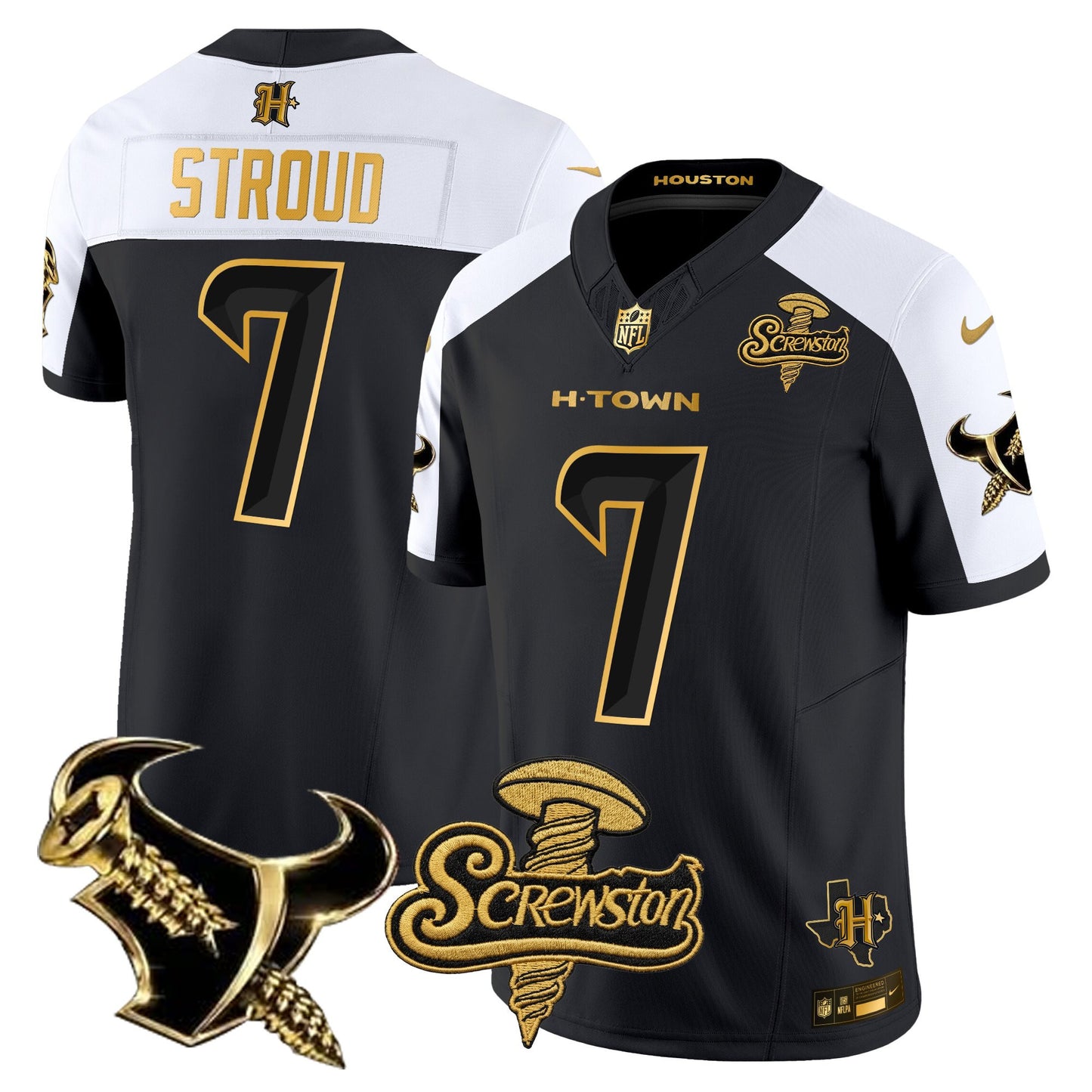 Houston Texans DJ Screw Gold Vapor Limited Jersey - Stitched