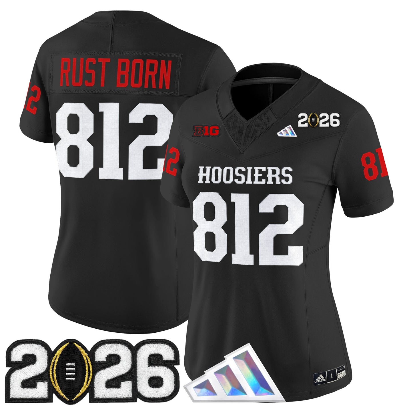 Women's Indiana Hoosiers 2026 CFP Final Patch Vapor Limited Jersey V4 - All Stitched