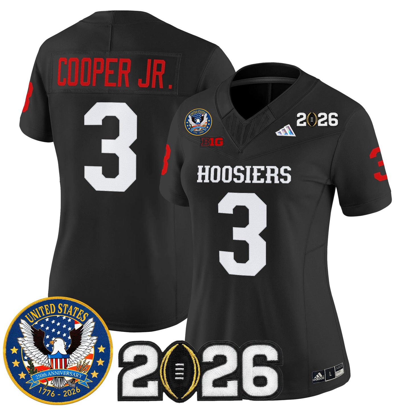 Women's Indiana Hoosiers "United States 250th Anniversary Patch" Vapor Limited Jersey - All Stitched