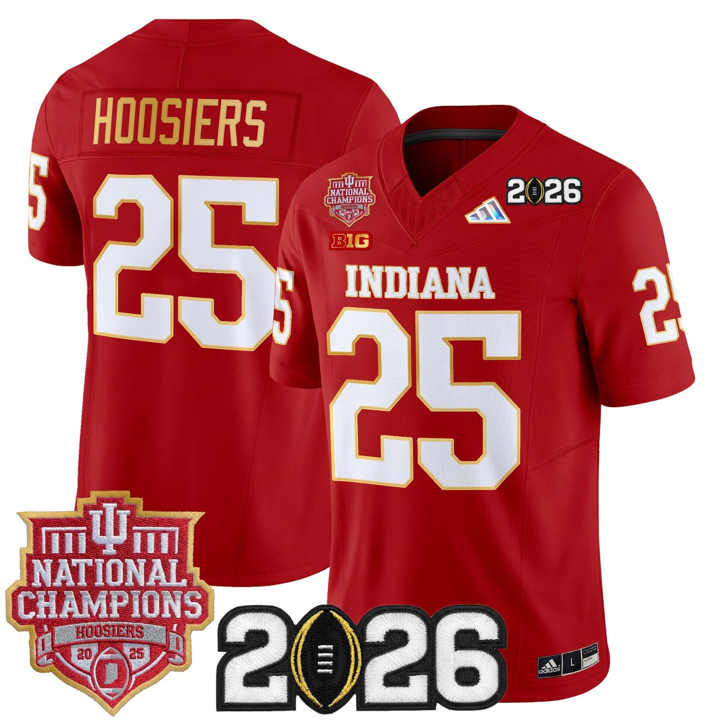 Men's Indiana Hoosiers 2025 National Champions & 2026 CFP Final Patch Gold Trim Vapor Limited Jersey - All Stitched