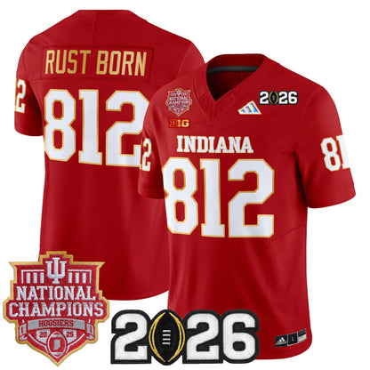 Men's Indiana Hoosiers 2025 National Champions & 2026 CFP Final Patch Gold Trim Vapor Limited Jersey - All Stitched