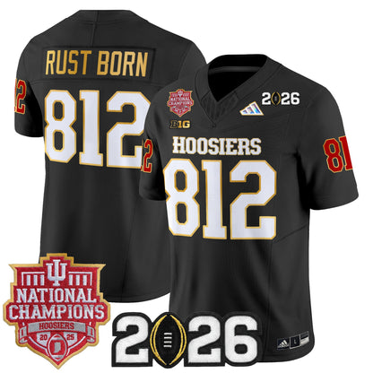 Men's Indiana Hoosiers 2025 National Champions & 2026 CFP Final Patch Gold Trim Vapor Limited Jersey - All Stitched