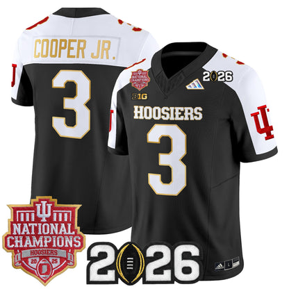 Men's Indiana Hoosiers 2025 National Champions & 2026 CFP Final Patch Gold Trim Vapor Limited Jersey - All Stitched