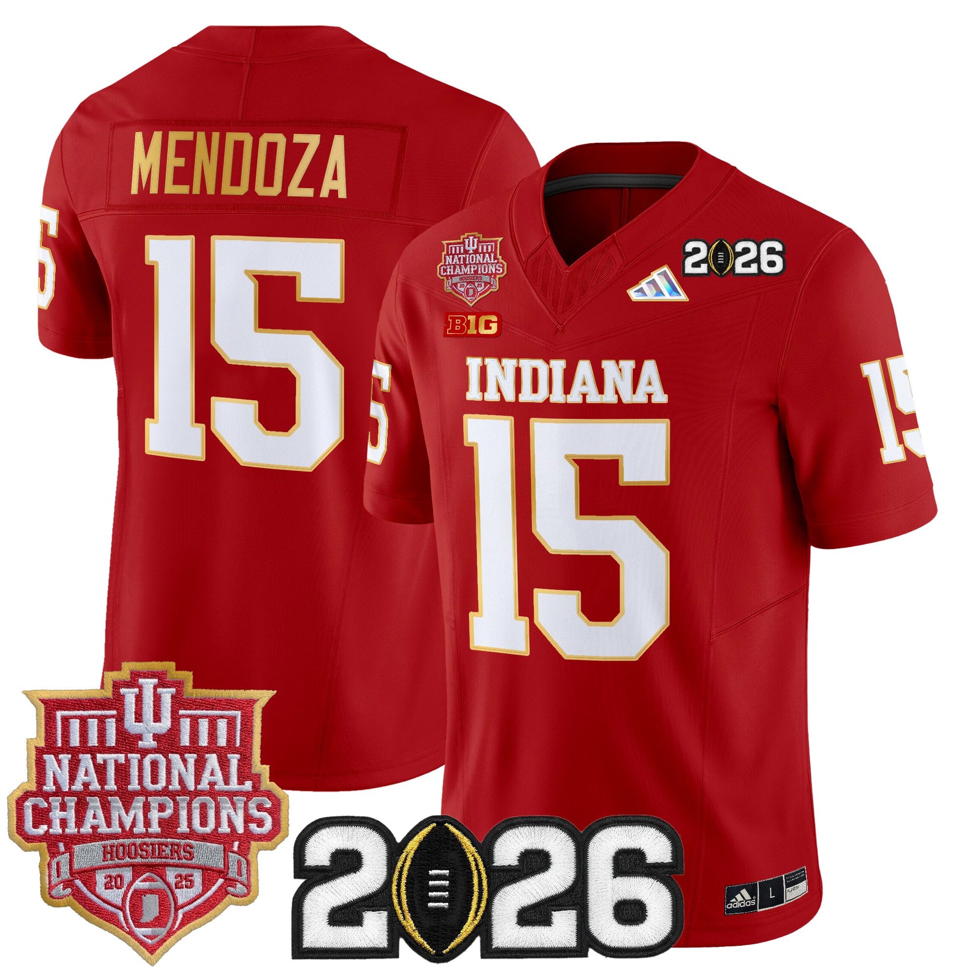 Men's Indiana Hoosiers 2025 National Champions & 2026 CFP Final Patch Gold Trim Vapor Limited Jersey - All Stitched