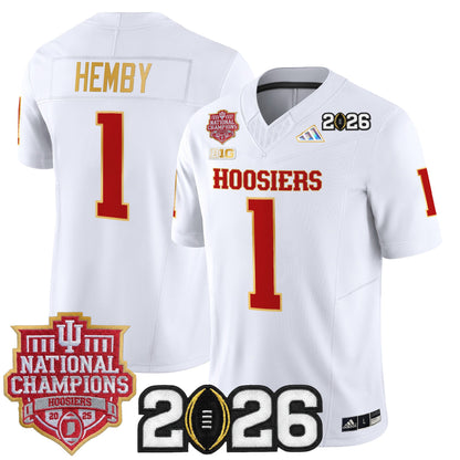 Men's Indiana Hoosiers 2025 National Champions & 2026 CFP Final Patch Gold Trim Vapor Limited Jersey - All Stitched