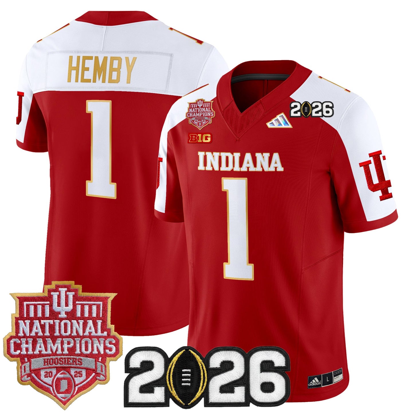 Men's Indiana Hoosiers 2025 National Champions & 2026 CFP Final Patch Gold Trim Vapor Limited Jersey - All Stitched