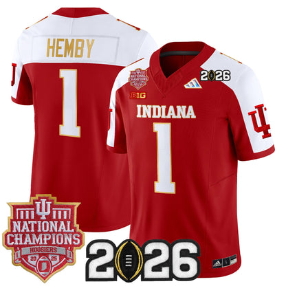 Men's Indiana Hoosiers 2025 National Champions & 2026 CFP Final Patch Gold Trim Vapor Limited Jersey - All Stitched