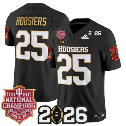 Men's Indiana Hoosiers 2025 National Champions & 2026 CFP Final Patch Gold Trim Vapor Limited Jersey - All Stitched