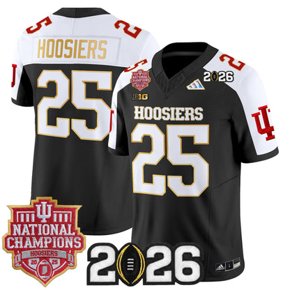 Men's Indiana Hoosiers 2025 National Champions & 2026 CFP Final Patch Gold Trim Vapor Limited Jersey - All Stitched