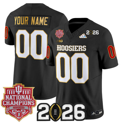 Indiana Hoosiers 2025 National Champions & 2026 CFP Final Patch Gold Trim Vapor Limited Custom Jersey - All Stitched