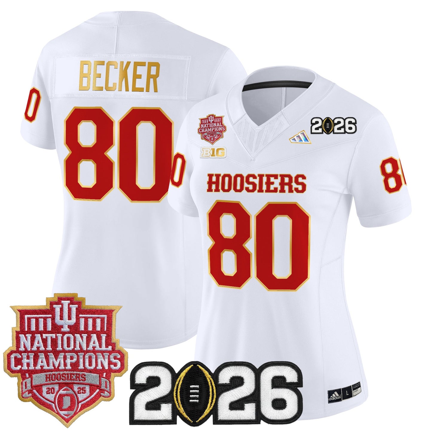 Women's Indiana Hoosiers 2025 National Champions & 2026 CFP Final Patch Gold Trim Vapor Limited Jersey - All Stitched
