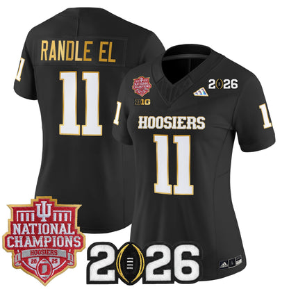Women's Indiana Hoosiers 2025 National Champions & 2026 CFP Final Patch Gold Trim Vapor Limited Jersey - All Stitched