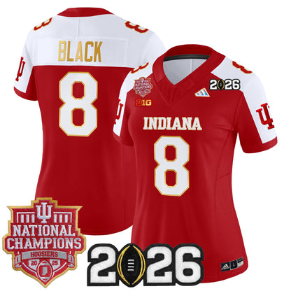 Women's Indiana Hoosiers 2025 National Champions & 2026 CFP Final Patch Gold Trim Vapor Limited Jersey - All Stitched
