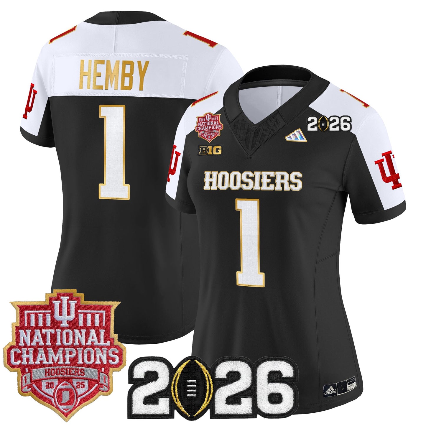 Women's Indiana Hoosiers 2025 National Champions & 2026 CFP Final Patch Gold Trim Vapor Limited Jersey - All Stitched