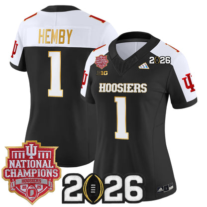 Women's Indiana Hoosiers 2025 National Champions & 2026 CFP Final Patch Gold Trim Vapor Limited Jersey - All Stitched