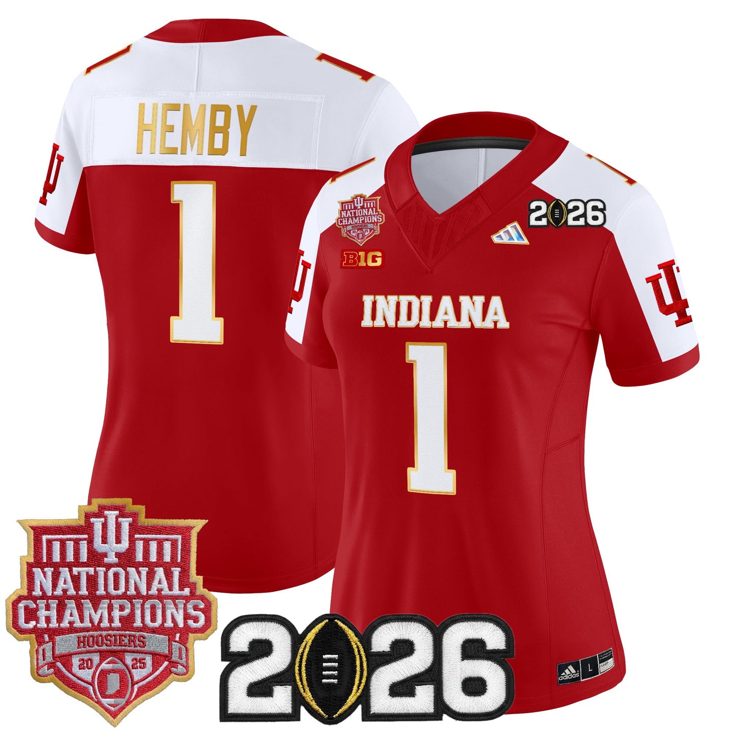 Women's Indiana Hoosiers 2025 National Champions & 2026 CFP Final Patch Gold Trim Vapor Limited Jersey - All Stitched