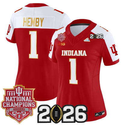 Women's Indiana Hoosiers 2025 National Champions & 2026 CFP Final Patch Gold Trim Vapor Limited Jersey - All Stitched