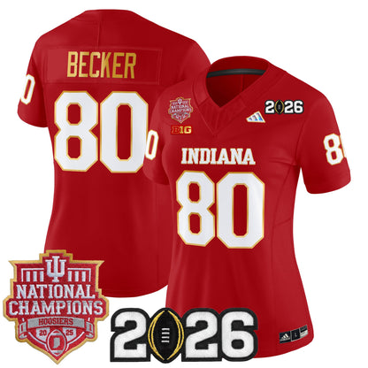Women's Indiana Hoosiers 2025 National Champions & 2026 CFP Final Patch Gold Trim Vapor Limited Jersey - All Stitched