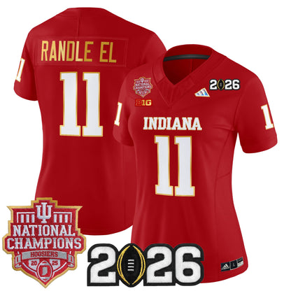Women's Indiana Hoosiers 2025 National Champions & 2026 CFP Final Patch Gold Trim Vapor Limited Jersey - All Stitched