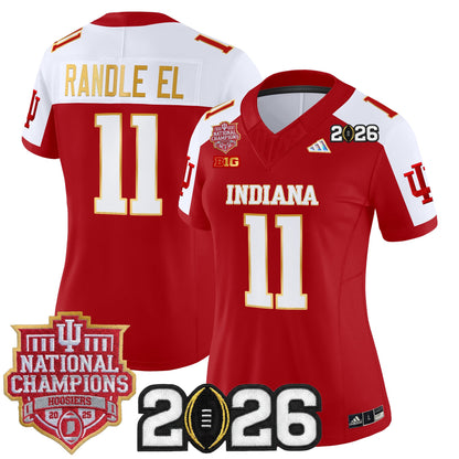 Women's Indiana Hoosiers 2025 National Champions & 2026 CFP Final Patch Gold Trim Vapor Limited Jersey - All Stitched