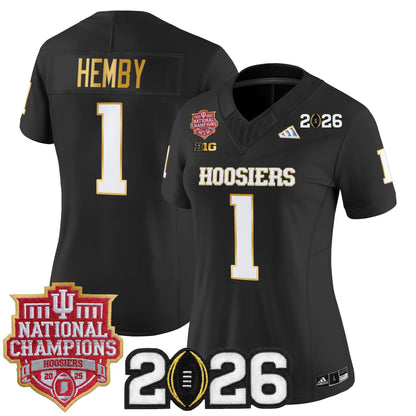 Women's Indiana Hoosiers 2025 National Champions & 2026 CFP Final Patch Gold Trim Vapor Limited Jersey - All Stitched